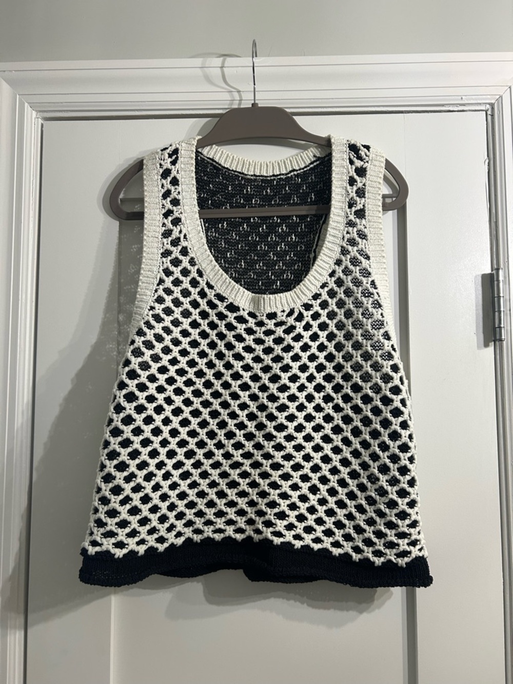 rag & bone Black and Cream Crochet Knit Tank